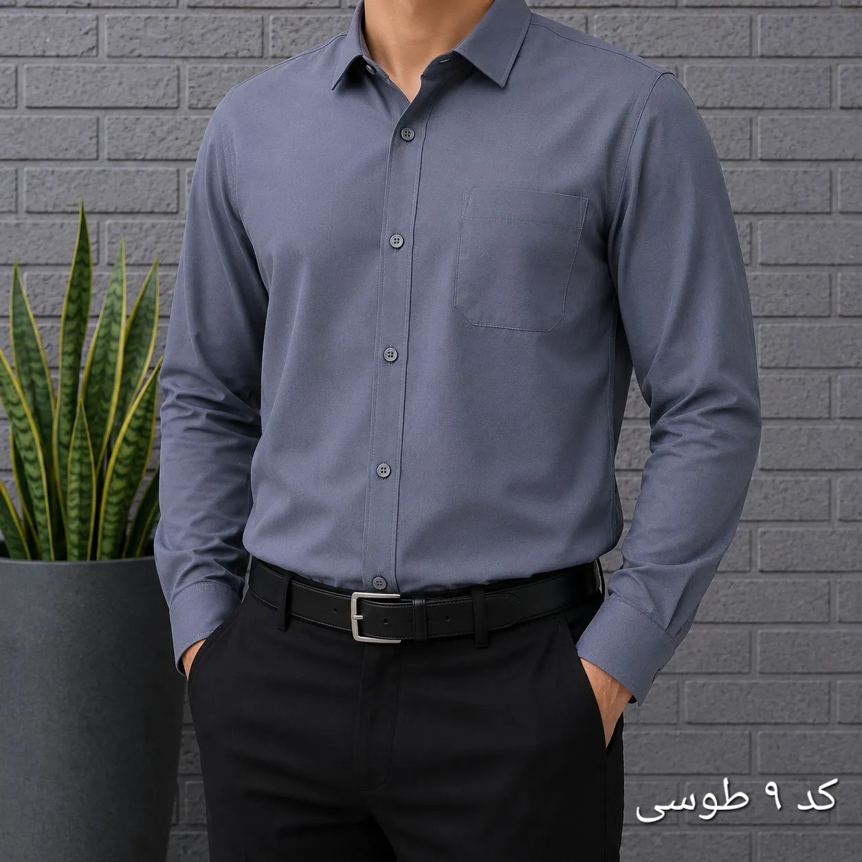 پیراهن آستین بلند مردانه بنگال کشی قواره اندامی رنگ ثابت