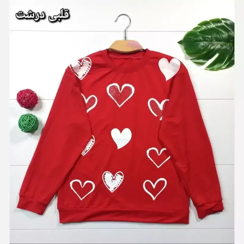 بلوز دخترانه و زنانه طرح دار قرمز جنس پنبه پلی استر سایز 38 تا 44