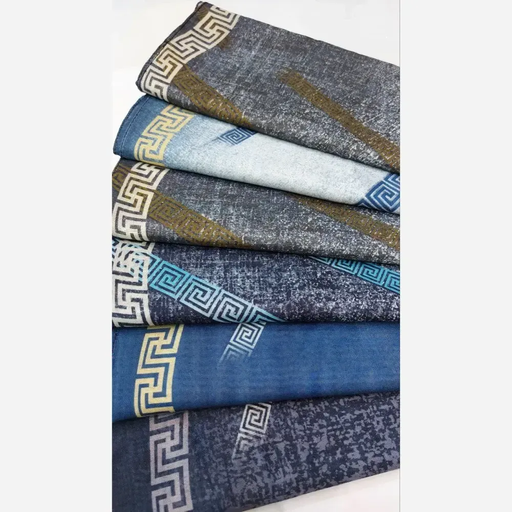 روسری نخی قواره یک متری دوردوخت فروش عمده جین 50 عددی