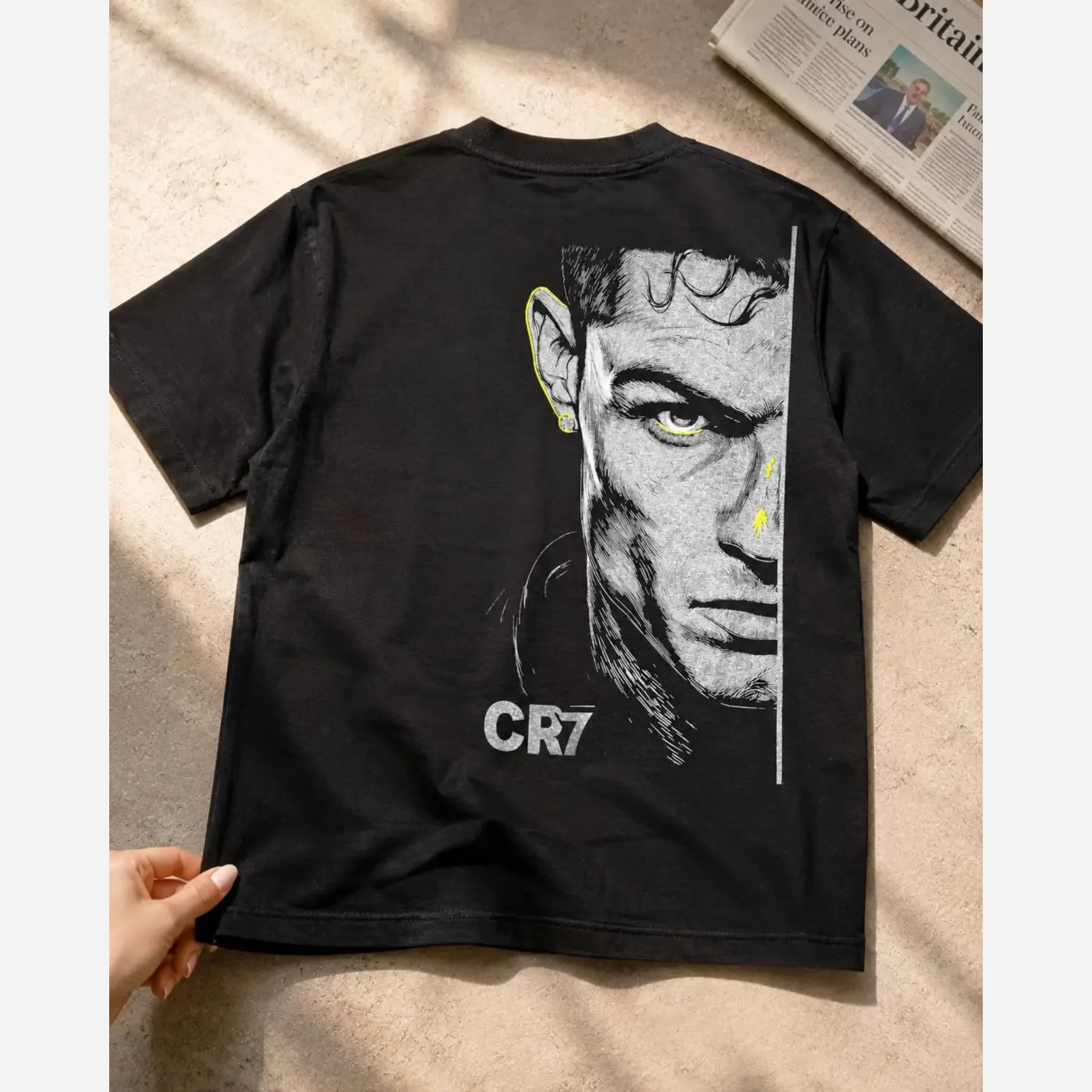 تیشرت پنبه لاکرا طرح رونالدو CR7 اورسایز بچگانه