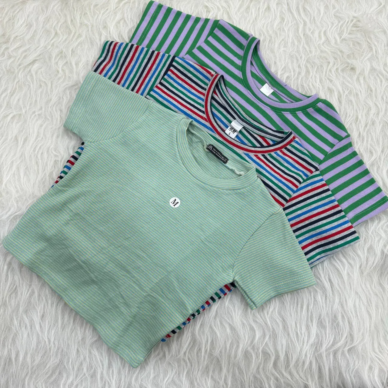 کراپ راه راه کبریتی چهارفصل زنانه دخترانه تنخور شیک سایز S M L XL XXL
